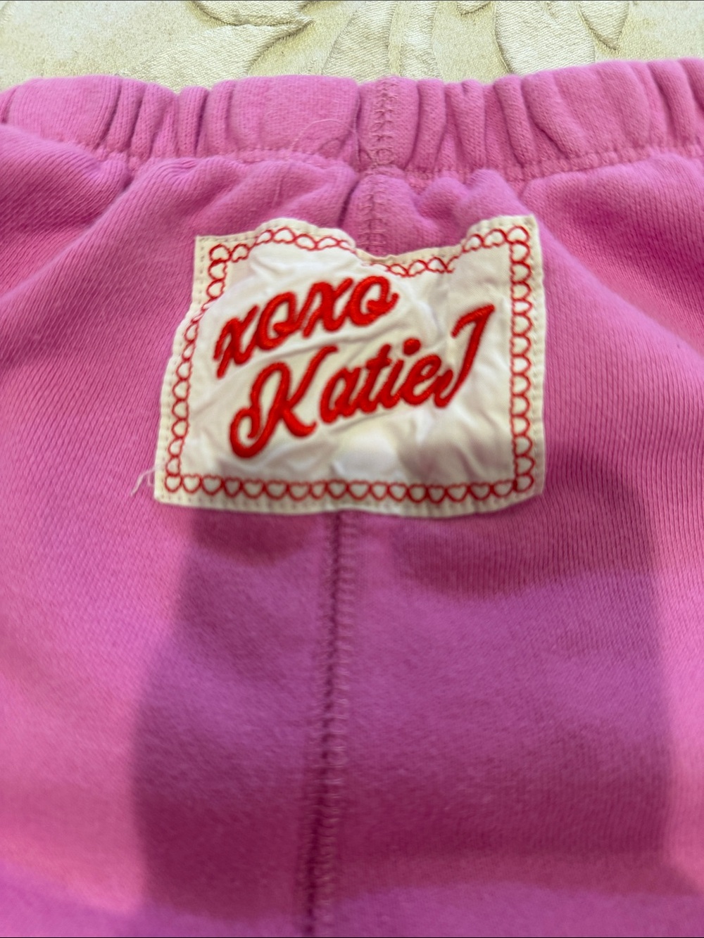 Kids Pink Fleece Sweatpants with Heart Accent - Picture 6 of 7